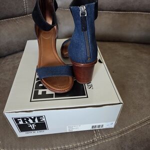 Frye Women's Denim and Black Heeled Boots